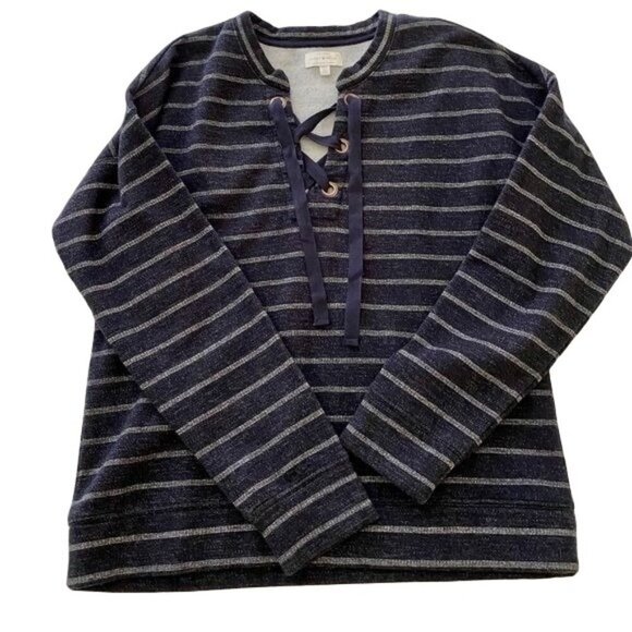 Lucky Brand Super Soft Sweatshirt Pullover Long Sleeve Top Lace Up Front Women's - Picture 1 of 7